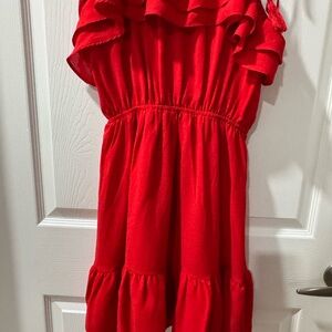 Red Ruffled strapped Dress